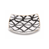 Mini Prato Quadrado Branco com Detalhes em Preto e Dourado - 10 cm - Ela Decora